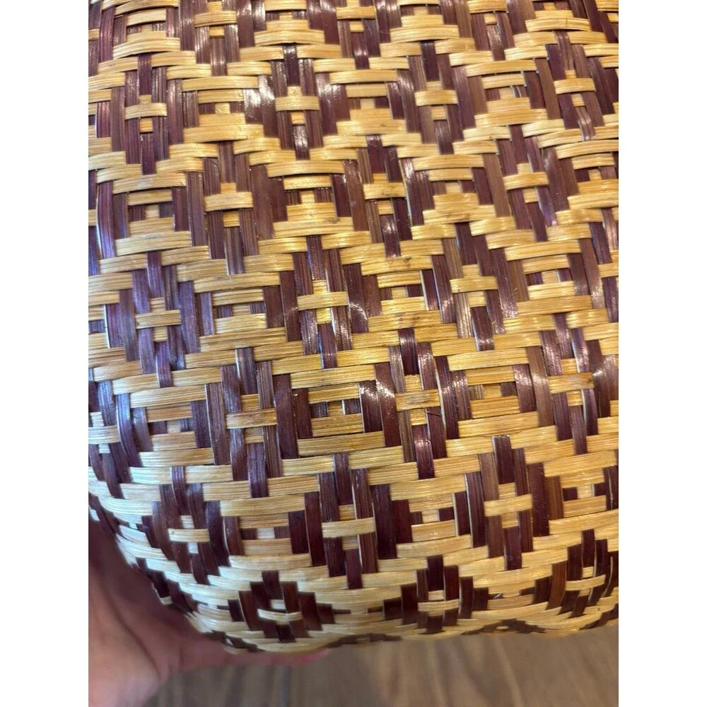 Vintage Hexagon Woven Basket Rustic Boho Home Decor geometric 11.5 x 4